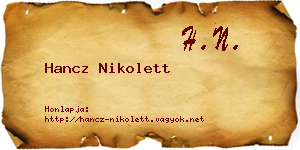 Hancz Nikolett névjegykártya